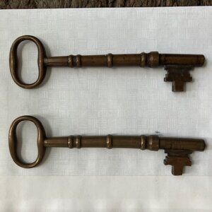 (2) Large matching pair mid 1800’s solid brass keys